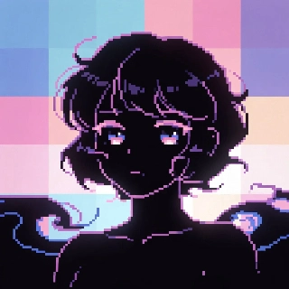 Vaporwave Pixel Anime Waifu Portrait