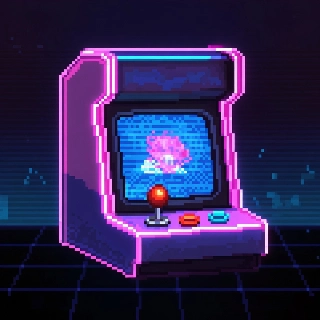 Vaporwave Pixel Arcade Machine Neon Glow