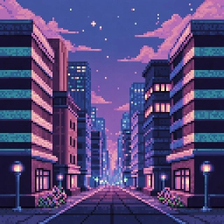 Vaporwave Pixel Jrpg City Street Cinematic