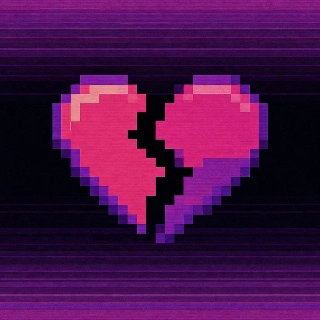 Vaporwave Pixel Split Heart 8-Bit Love