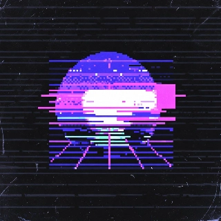 Vaporwave Pixel Sun Glitch Profile Picture
