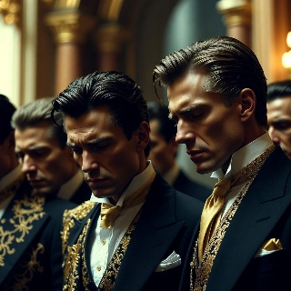 Arrogant Elite Gentleman in Ornate Suit Portrait