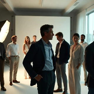 Confident Professional Side Profile Minimalist Studio