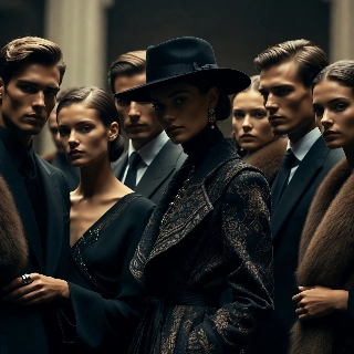 Elegante icona della moda, ritratto in stile copertina di Vogue.