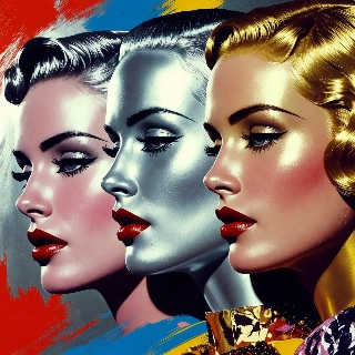 Pop Art Andy Warhol Triple Female Profiles