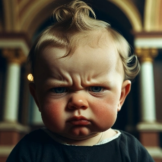 Angry Baby Funny Serious Expression Dramatic Portrait