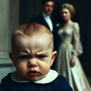 Angry Baby Serious Funny Gaze Formal Portrait