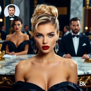 Arrogant Elite Woman Looking Down Casino Portrait