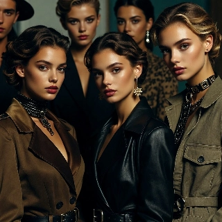 Clean girl aesthetic minimal makeup featuring diverse models with confident, alluring vibes in stylish outfits