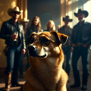 Cool Dog Wearing Sunglasses in Cinematic Style