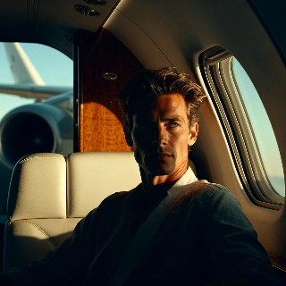 Lyxigt privatjet interiör man estetik