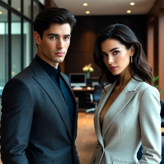 Modern Executive Couple in Sharp Suits Office Style