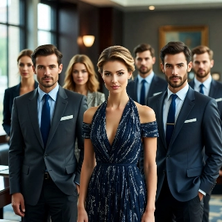 Modern Executive Team in Sharp Suits Office Style
