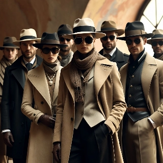 Elegant Group in Quiet Luxury Fedora Fashion