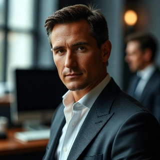 Modern Executive Sharp Suit Office Portrait