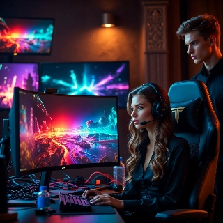 Pro Gamer Setup with RGB Lighting Aesthetic