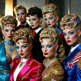 Y2K Retro Fashion Divas Vibrant Group Portrait