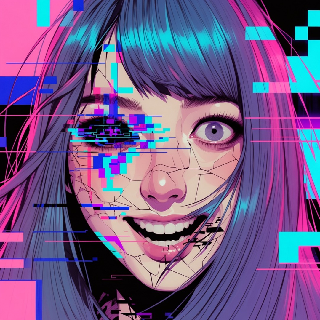 AI Glitch Distorted Beauty Cyberpunk Profile Picture PFP | GetPFPs