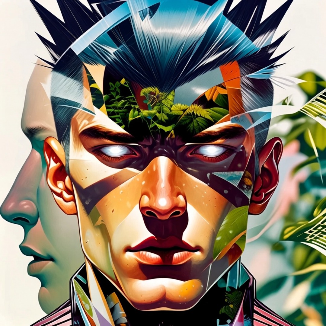 Double Exposure Nature Human Cyberpunk AI PFP Profile Picture | GetPFPs